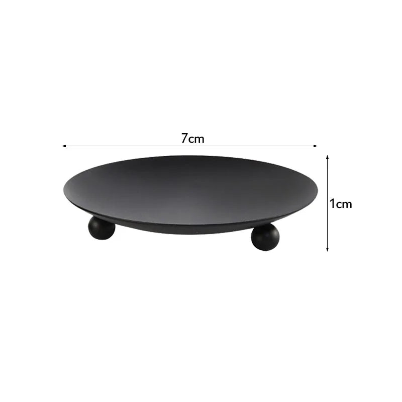 Base redonda Preto de metal com três pezinhos para vela pilar