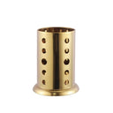Porta‑talheres em aço inox dourado com furos de ventilação e base drenante