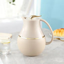 Garrafa térmica branco off com tampa de clique e visual minimalista elegante