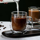 Caneca vidro borossilicato 350ml parede dupla com alça ideal para lattes