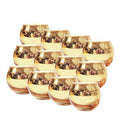 Kit 12 porta-velas de vidro dourado com acabamento metálico pontilhado