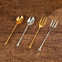 Conjunto cisne dourado e prata com 6 colheres em inox para café