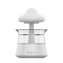 Umidificador Cloud Rain RGB com base branca liberando efeito chuva para reservatório transparente