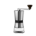 Moedor manual de café inox com alça de madeira e 8 níveis de moagem ajustável