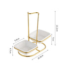 Porta‑utensílios dourado com duas bandejas quadradas em cerâmica