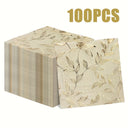 Guardanapos de papel bege com estampa dourada floral em suporte metálico dourado – Casa Splendida