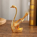 Conjunto cisne dourado e prata com 6 colheres em inox para café