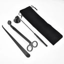 Kit de acessórios para velas com apagador, tesoura de pavio, gancho e bolsa organizadora em metal preto – Casa Splendida
