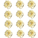 Porta-guardanapos metálicos vazados com acabamento eletroplated em dourado floral para eventos e mesa posta elegante