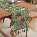 Caminho de mesa jacquard boho com tassel, estampas vintage coloridas em poliéster e algodão