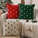Kit 2 Peças Capa de Almofada de Natal Pinheiros Coloridos em Pelúcia 45x45 cm