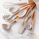 Kit de utensílios de cozinha em silicone com cabos de madeira – Casa Splendida