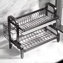 Escorredor de louças multiandares em aço carbono preto Casa Splendida – organizador de pratos e utensílios para cozinha moderna