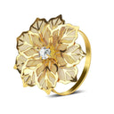 Porta-guardanapos metálicos vazados com acabamento eletroplated em dourado floral para eventos e mesa posta elegante