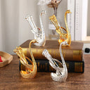 Conjunto cisne dourado e prata com 6 colheres em inox para café