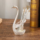 Conjunto cisne prata com 6 garfos em inox para café