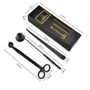 Kit de acessórios para velas com apagador, tesoura de pavio, gancho e bolsa organizadora em metal preto – Casa Splendida