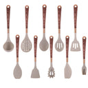 Kit de utensílios de silicone com cabo efeito madeira e detalhes dourados – Casa Splendida