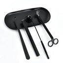 Kit de acessórios para velas com apagador, tesoura de pavio, gancho e bolsa organizadora em metal preto – Casa Splendida