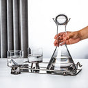 Conjunto jarra decanter 900 ml com dois copos quadrados em vidro fumê


