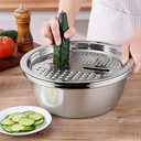 Conjunto Tigela Fatiadora 3 em 1 Inox Casa Splendida