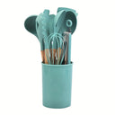 Kit de utensílios de cozinha em silicone com cabos de madeira – Casa Splendida