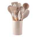 Kit de utensílios de cozinha em silicone com cabos de madeira – Casa Splendida