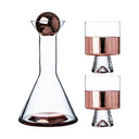 Conjunto jarra decanter 900 ml com dois copos quadrados em vidro rose


