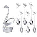Suporte cisne prata com talheres em inox para sobremesa