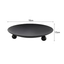 Base redonda preto de metal com três pezinhos para vela pilar