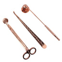 Kit de acessórios para velas com tesoura, apagador e gancho em inox na cor rose gold – Casa Splendida