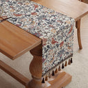 Caminho de mesa jacquard boho com tassel, estampas vintage coloridas em poliéster e algodão