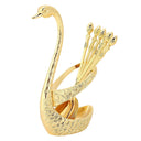 Conjunto cisne dourado com 6 colheres em inox para café