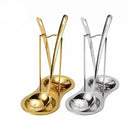 Conjunto inox dourado e prata com suporte vertical e base coletora