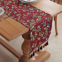 Caminho de mesa jacquard boho com tassel, estampas vintage coloridas em poliéster e algodão