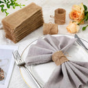 Faixas porta‑guardanapo de juta com renda branca e cordão de juta, kit 100 peças – estilo rústico boho para mesa posta Casa Splendida.


