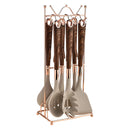 Conjunto premium de 8 utensílios de cozinha em silicone com suporte organizador Casa Splendida, resistente ao calor e elegante.