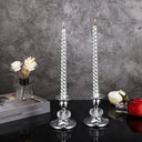 Kit 2 castiçais prateados com detalhe em cristal lapidado para velas finas