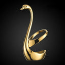 Suporte cisne dourado com talheres em inox para sobremesa