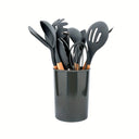 Kit de utensílios de cozinha em silicone com cabos de madeira – Casa Splendida