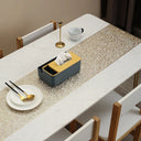 Caminho de mesa vazado dourado em PVC para decoração elegante de mesa de jantar – Casa Splendida