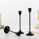 Kit 3 castiçais vintage pretos minimalistas com base redonda