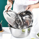 Conjunto Tigela Fatiadora 3 em 1 Inox Casa Splendida