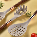 Conjunto premium de 8 utensílios de cozinha em silicone com suporte organizador Casa Splendida, resistente ao calor e elegante.