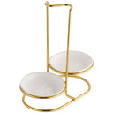 Organizador de conchas e hashis em aço inox dourado com cerâmica