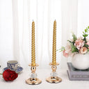 Kit 2 castiçais dourados com cristal decorativo para mesa sofisticada