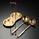 Conjunto inox dourado com suporte vertical e base coletora