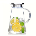  Jarra de vidro transparente resistente ao calor com tampa e filtro em inox, alça ergonômica, ideal para água aromatizada com limão e gelo