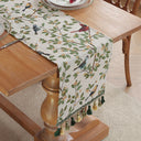 Caminho de mesa jacquard boho com tassel, estampas vintage coloridas em poliéster e algodão