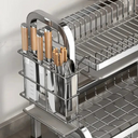Escorredor de louças compacto em metal antiferrugem com bandeja e porta‑utensílios – Casa Splendida